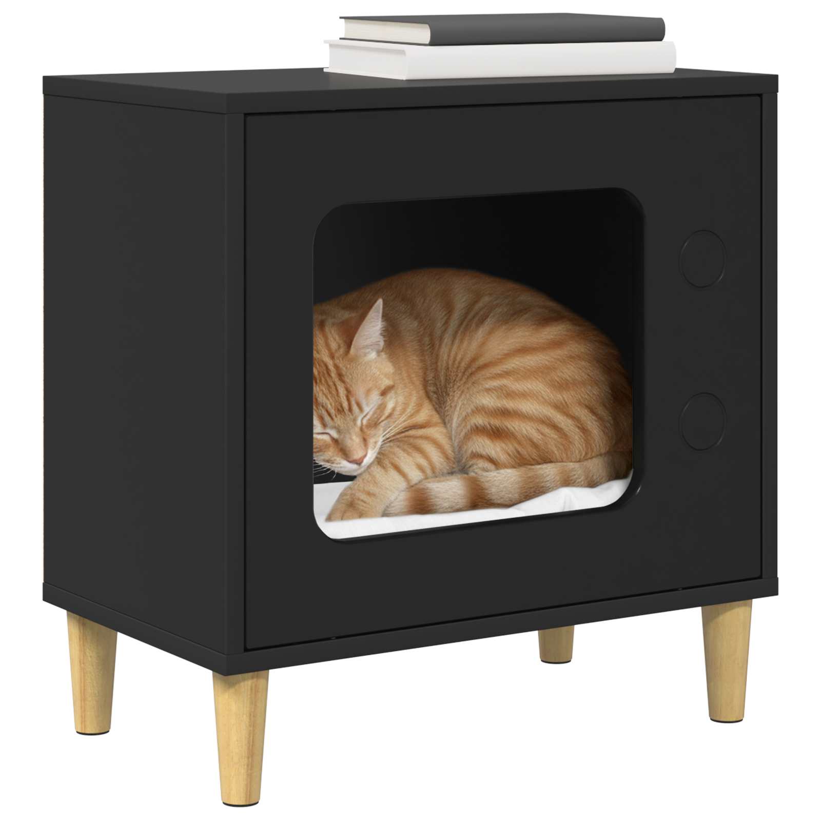Casa para gatos preto 51 x 30 x 52 cm derivados de madeira
