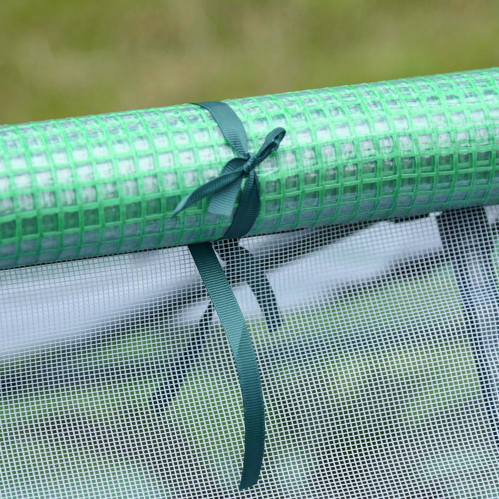 Estufa pequena para cultivo com 4 janelas enroláveis, estrutura de aço e cobertura PE anti-UV 180x140x80 cm verde