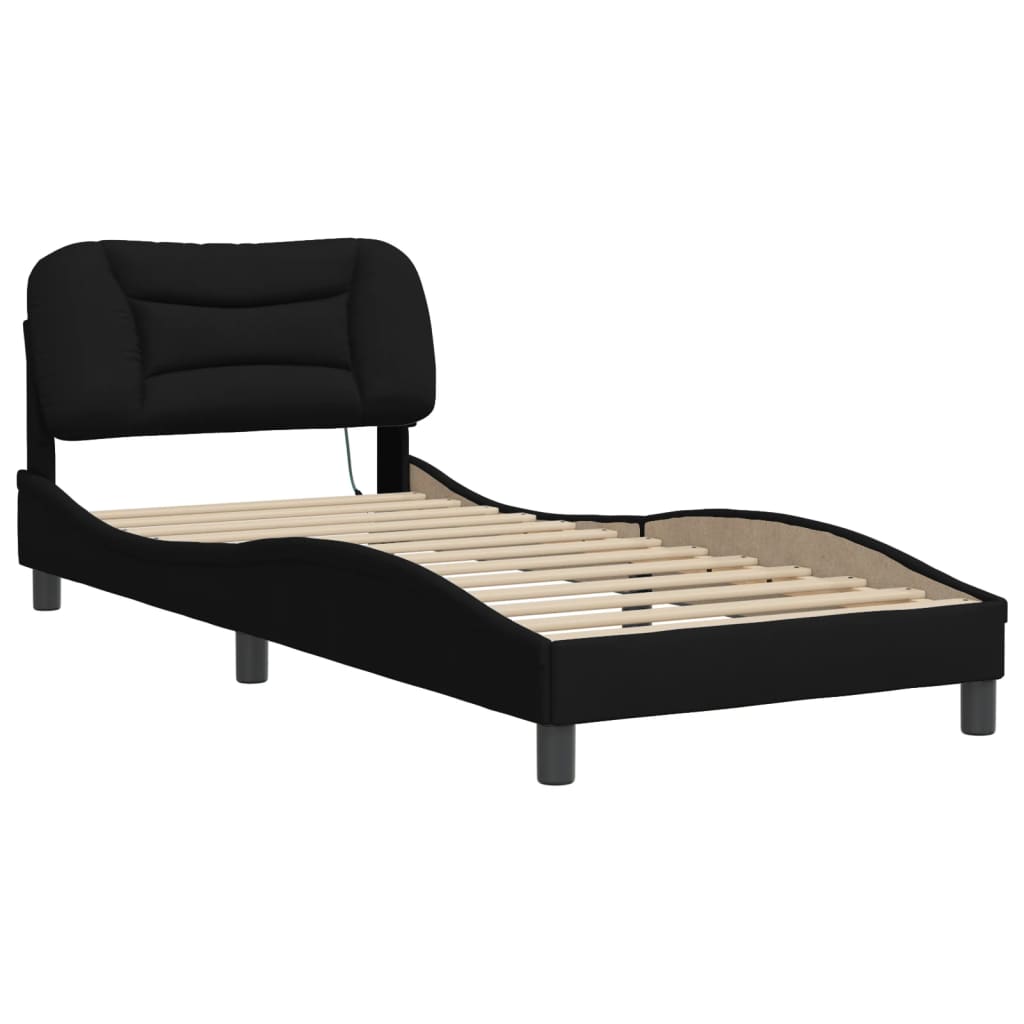 Estrutura de cama com LED sem colchão hvar 80x200 cm tecido preto