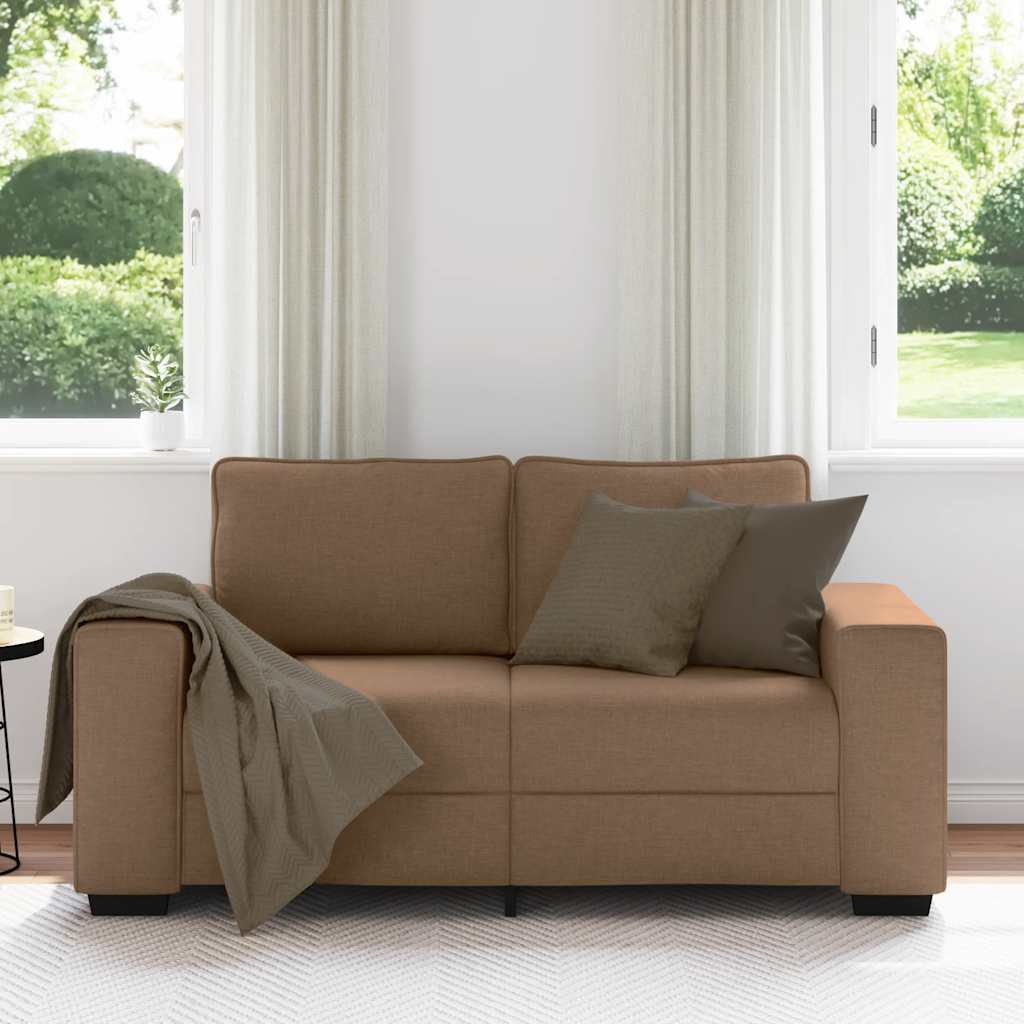 Sofá de 2 lugares tecido 160x77x82 cm castanho