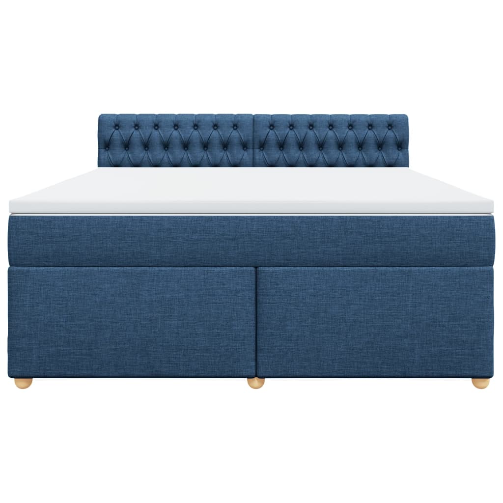 Cama com molas/colchão 180x200 cm tecido azul