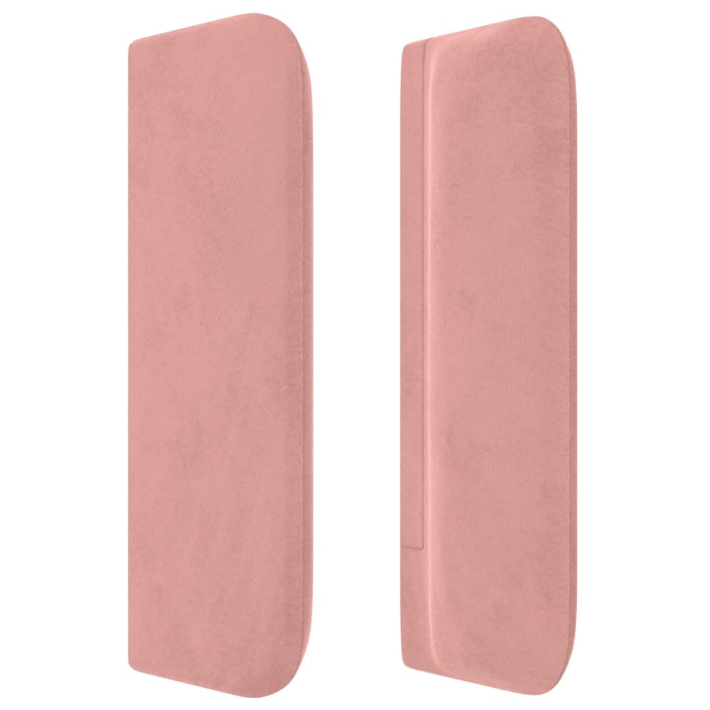Cabeceira de cama c/ abas veludo 203x16x78/88 cm rosa