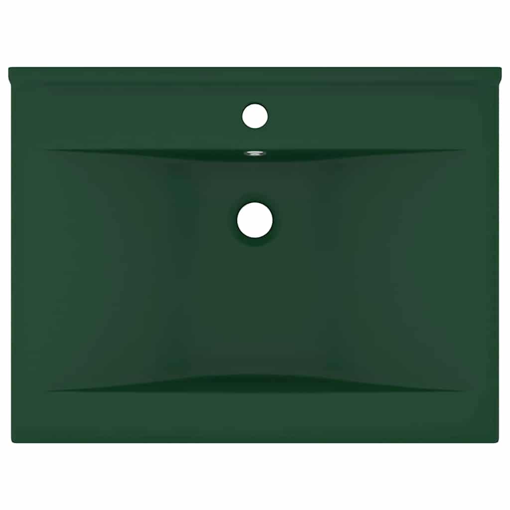 Lavatório orifício torneira 60x46 cm cerâmica verde-escuro mate
