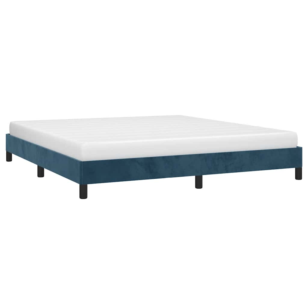 Estrutura de cama sem colchão 160x200 cm veludo azul-escuro