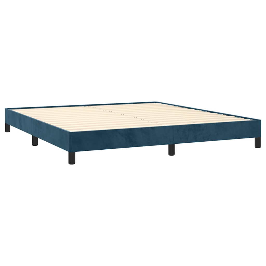 Estrutura de cama sem colchão 160x200 cm veludo azul-escuro