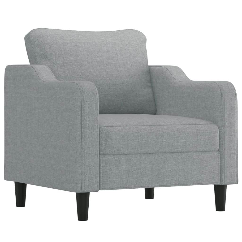 3 Pcs conjunto de sofás com almofadões tecido cinzento-claro