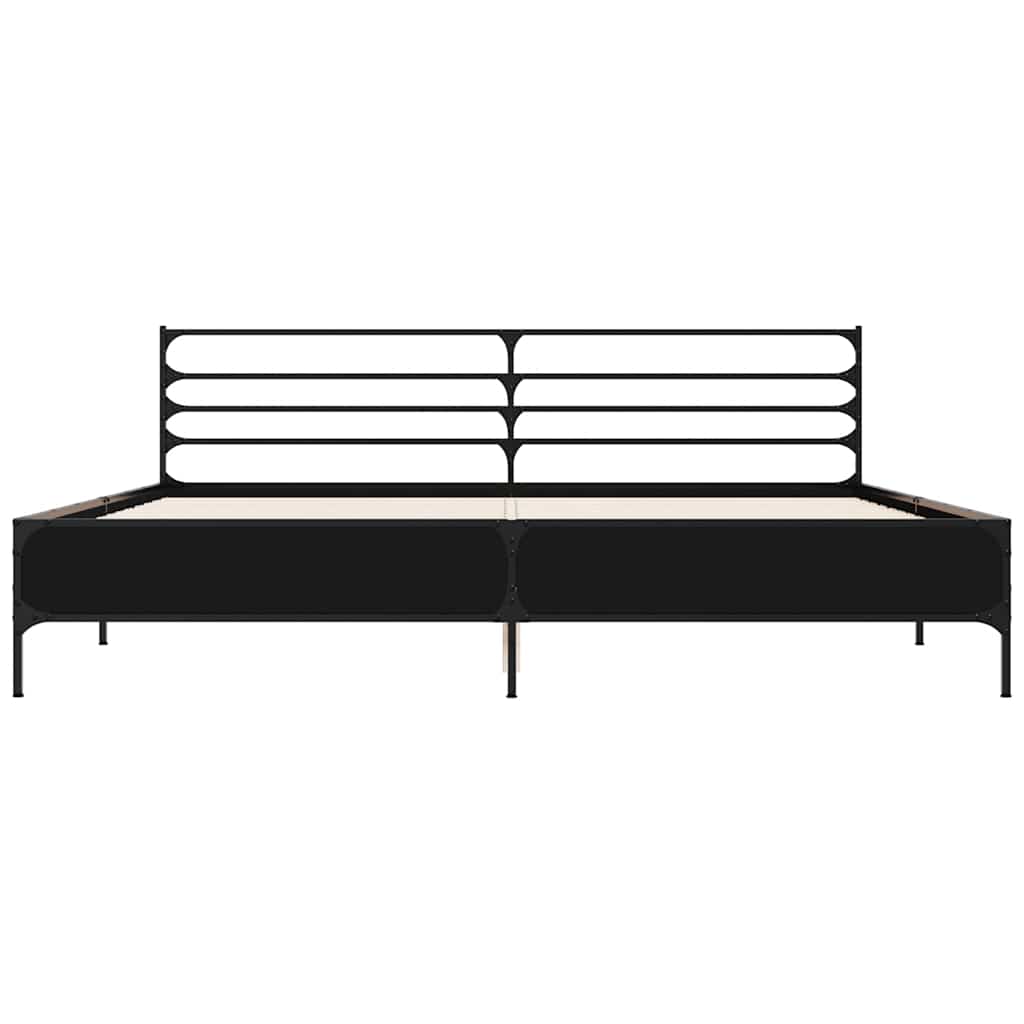 Estrutura de cama 200x200 cm derivados de madeira/metal preto