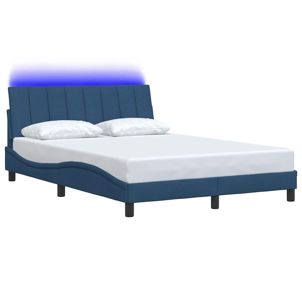 Estrutura de cama sem colchão hanko 140x200 cm tecido azul