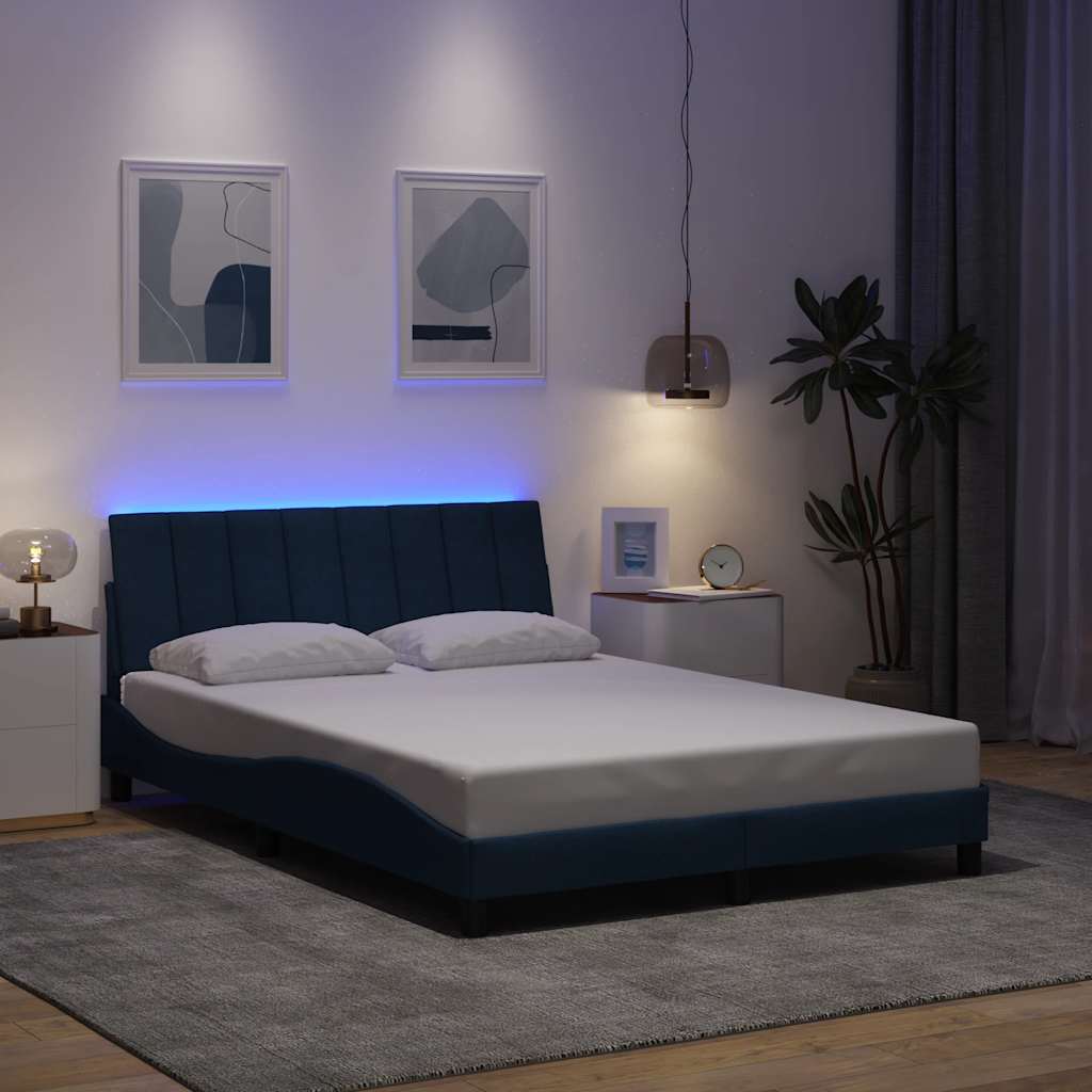 Estrutura de cama sem colchão hanko 140x200 cm tecido azul