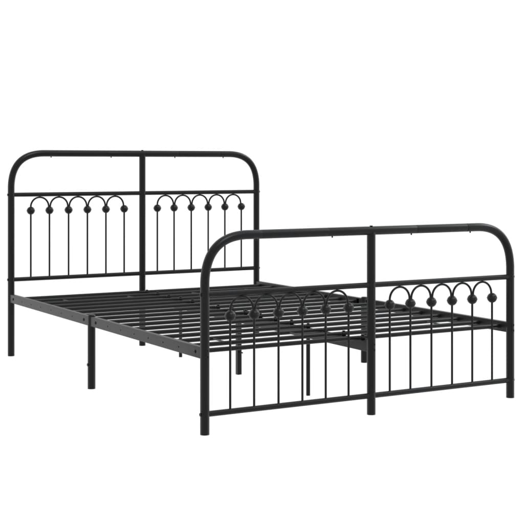 Estrutura de cama com cabeceira e pés 137x190 cm metal preto