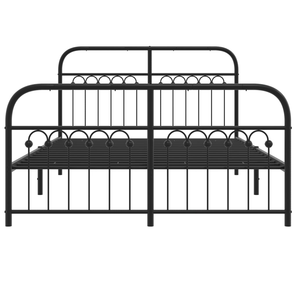 Estrutura de cama com cabeceira e pés 137x190 cm metal preto