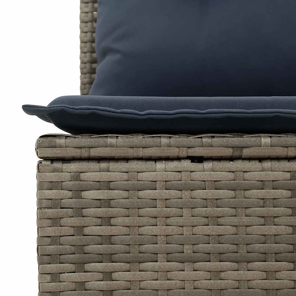 10 Pcs conjunto sofás p/ jardim c/ almofadões vime PE cinzento