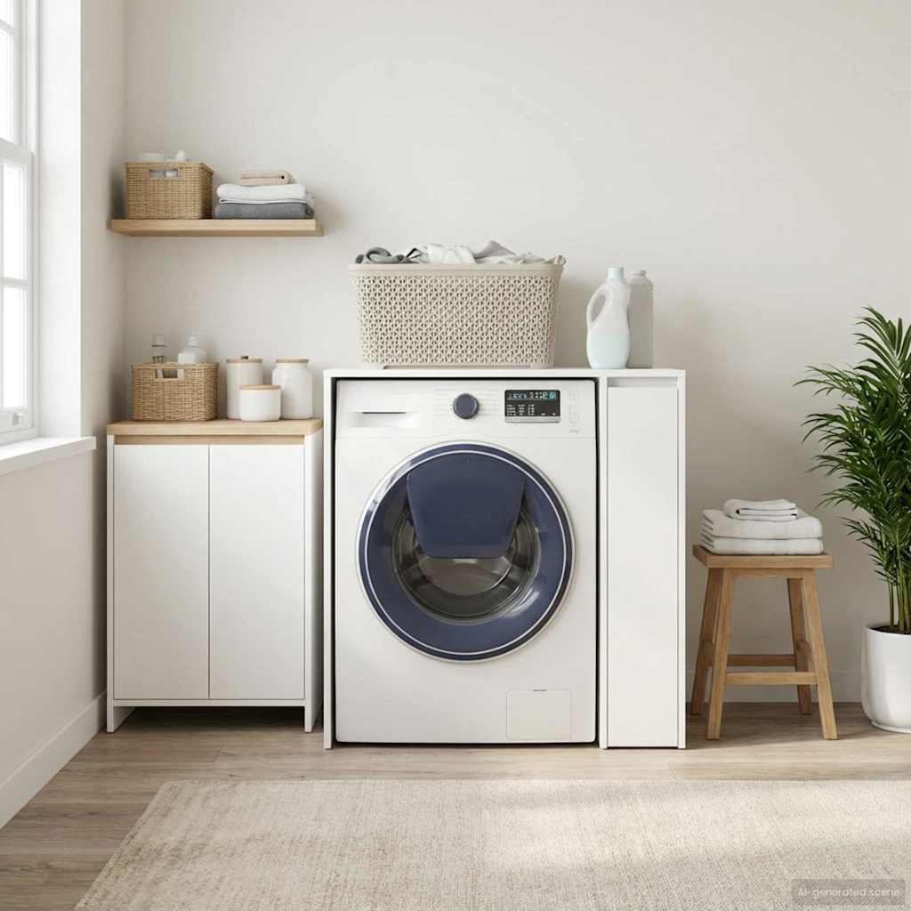 Armário para máquina de lavar com porta branco 87 x 60 x 89 cm