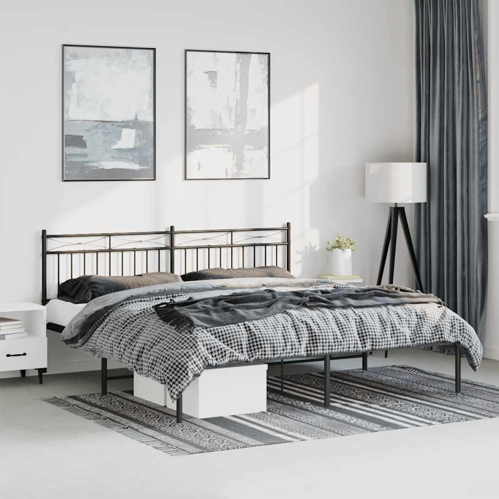 Estrutura de cama com cabeceira 193x203 cm metal preto