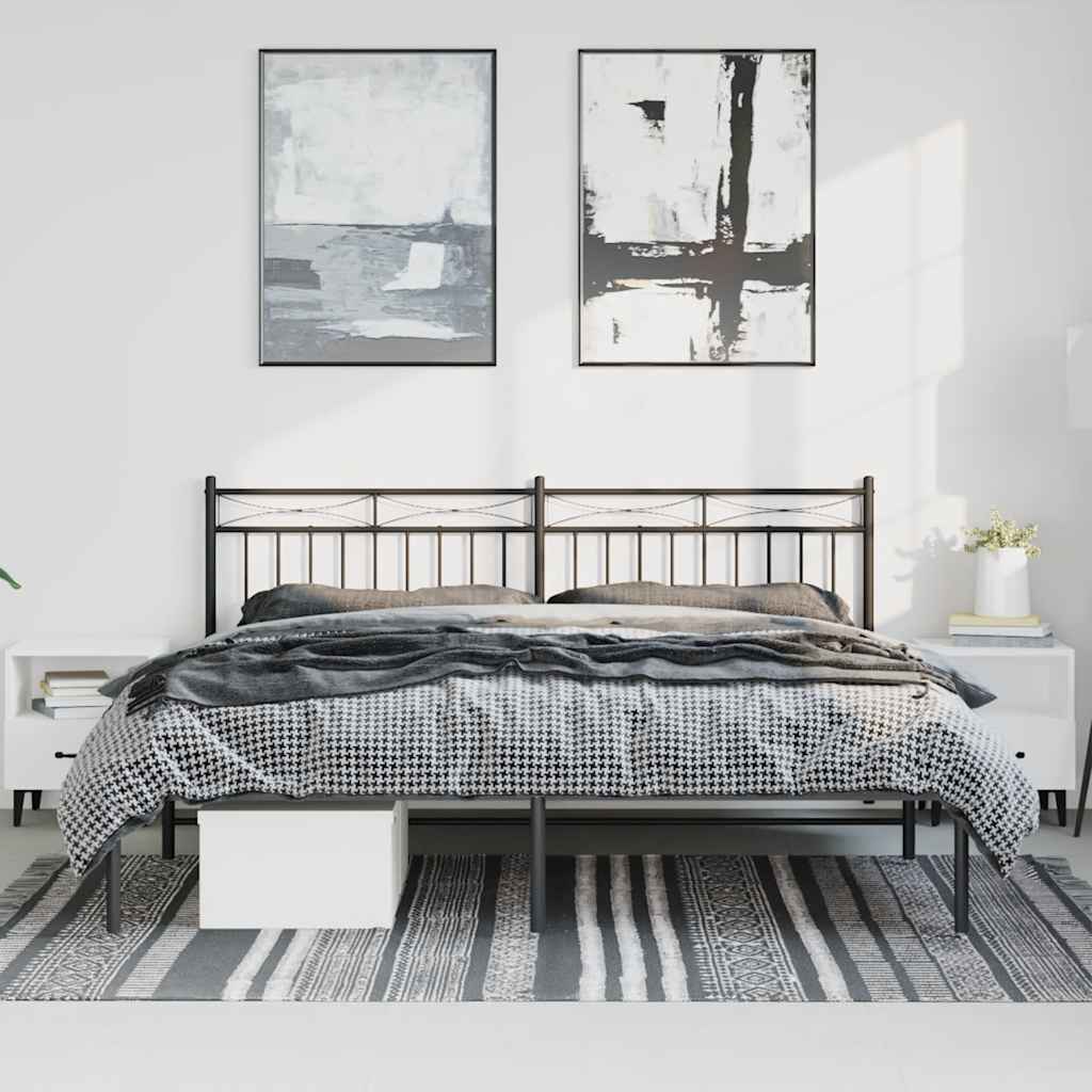 Estrutura de cama com cabeceira 193x203 cm metal preto