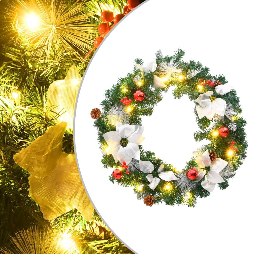 Grinalda de natal com luzes LED 60 cm PVC verde