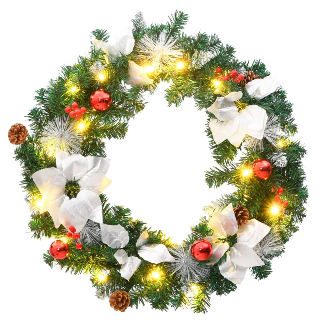 Grinalda de natal com luzes LED 60 cm PVC verde