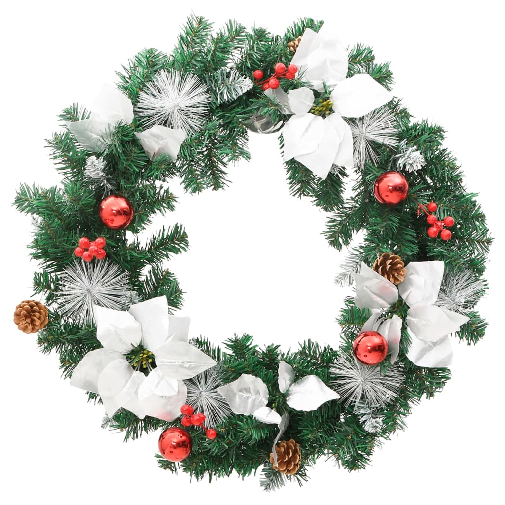Grinalda de natal com luzes LED 60 cm PVC verde