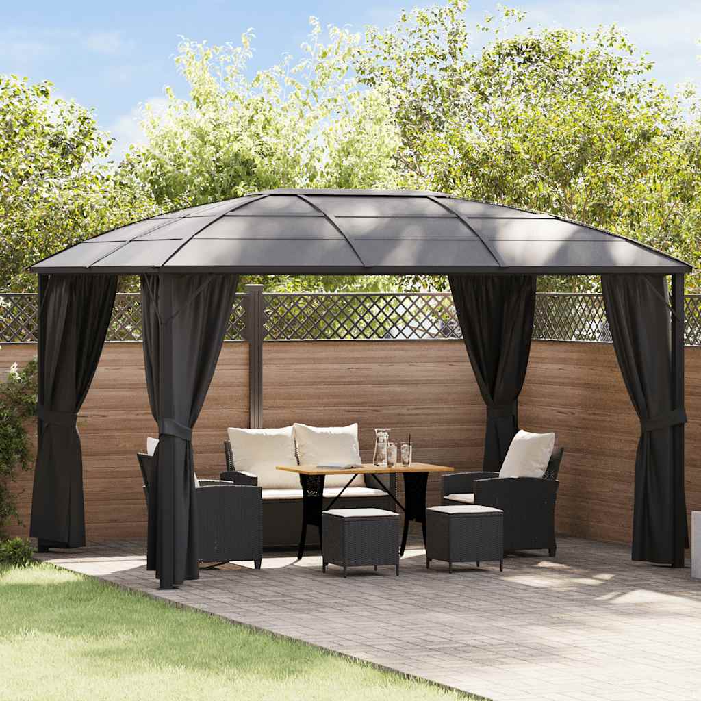 Gazebo com cortinas 400x300x265 cm antracite