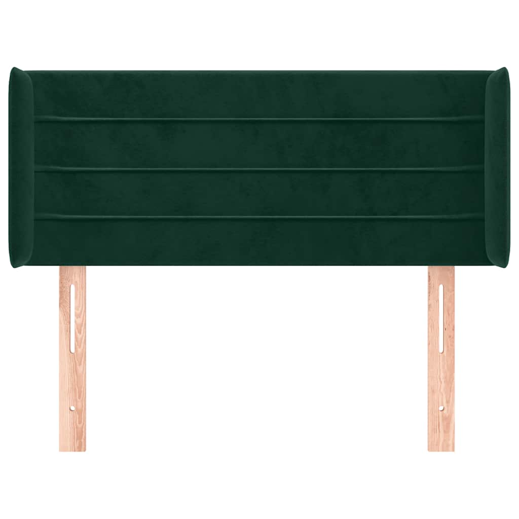 Cabeceira de cama c/ abas veludo 93x16x78/88 cm verde-escuro