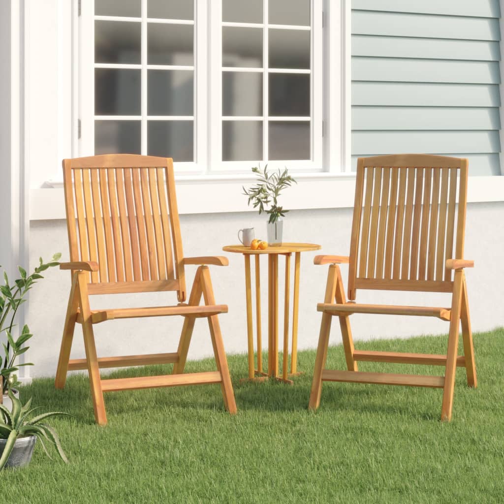 Cadeiras de jardim reclináveis 2 pcs madeira de teca maciça