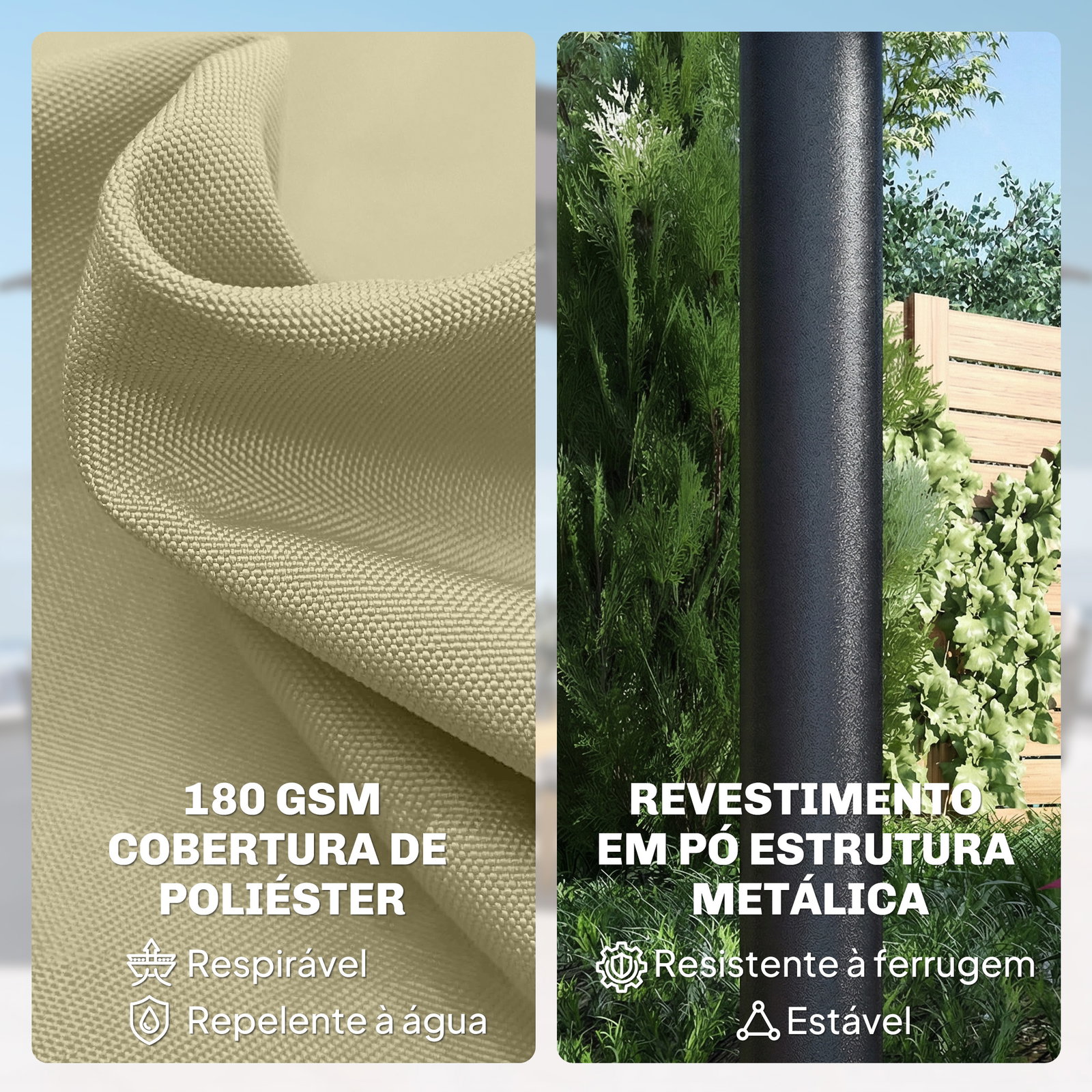 Chapéu de sol duplo com 36 luzes LED solares 4x2 m manivela upf50+ chapéu de sol para jardim bege