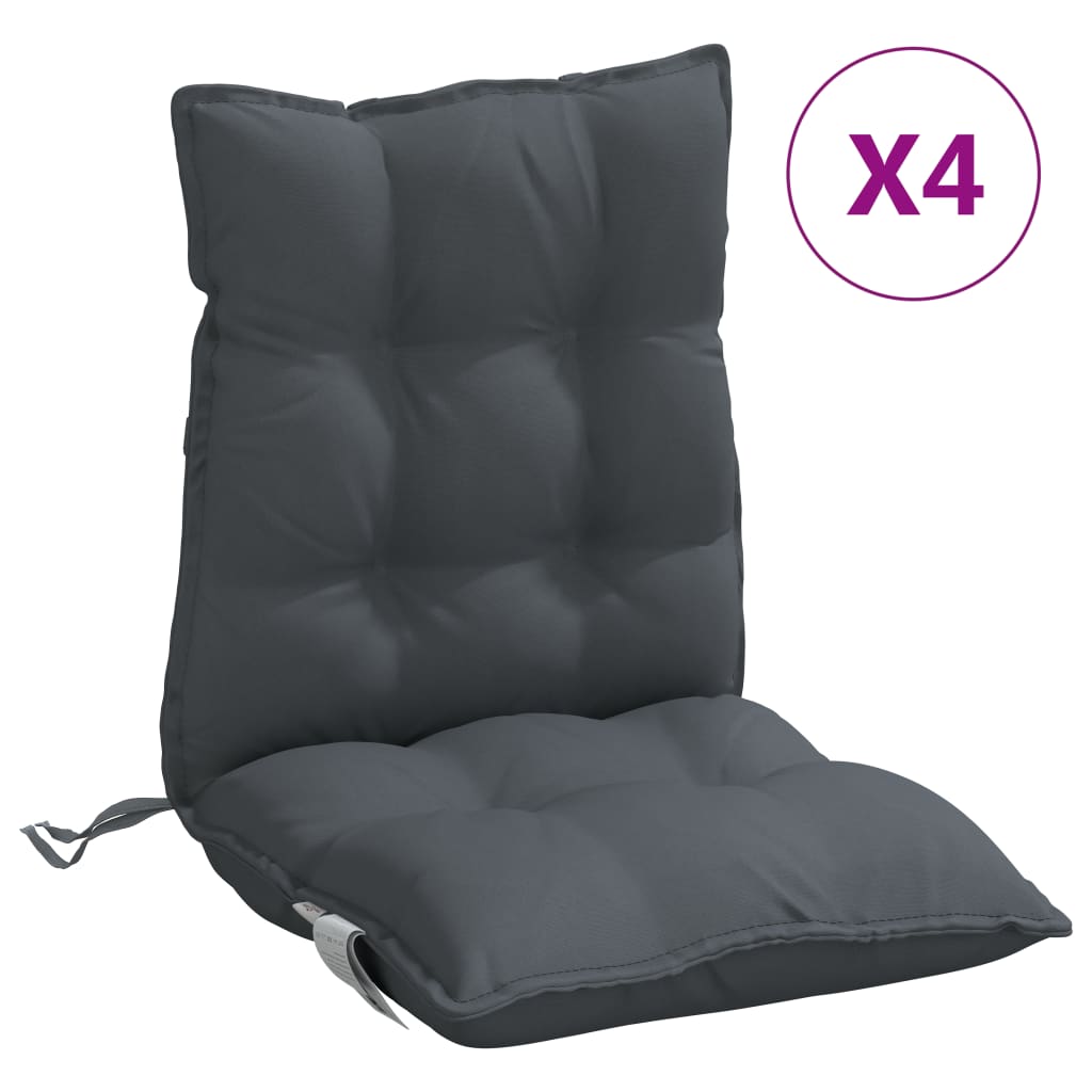 Almofadões cadeira encosto baixo 4 pcs tecido oxford antracite