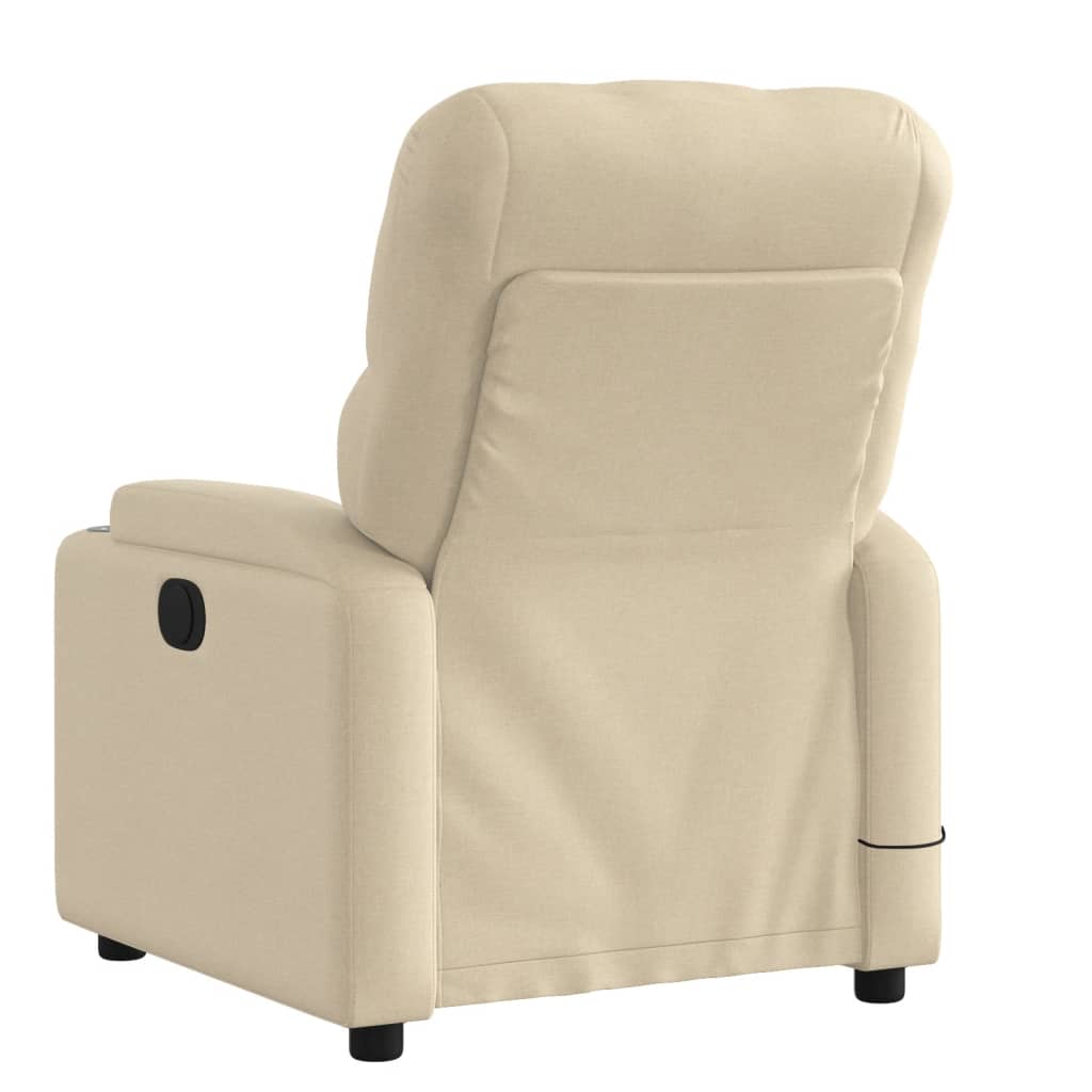 Poltrona de massagem reclinável em tecido creme
