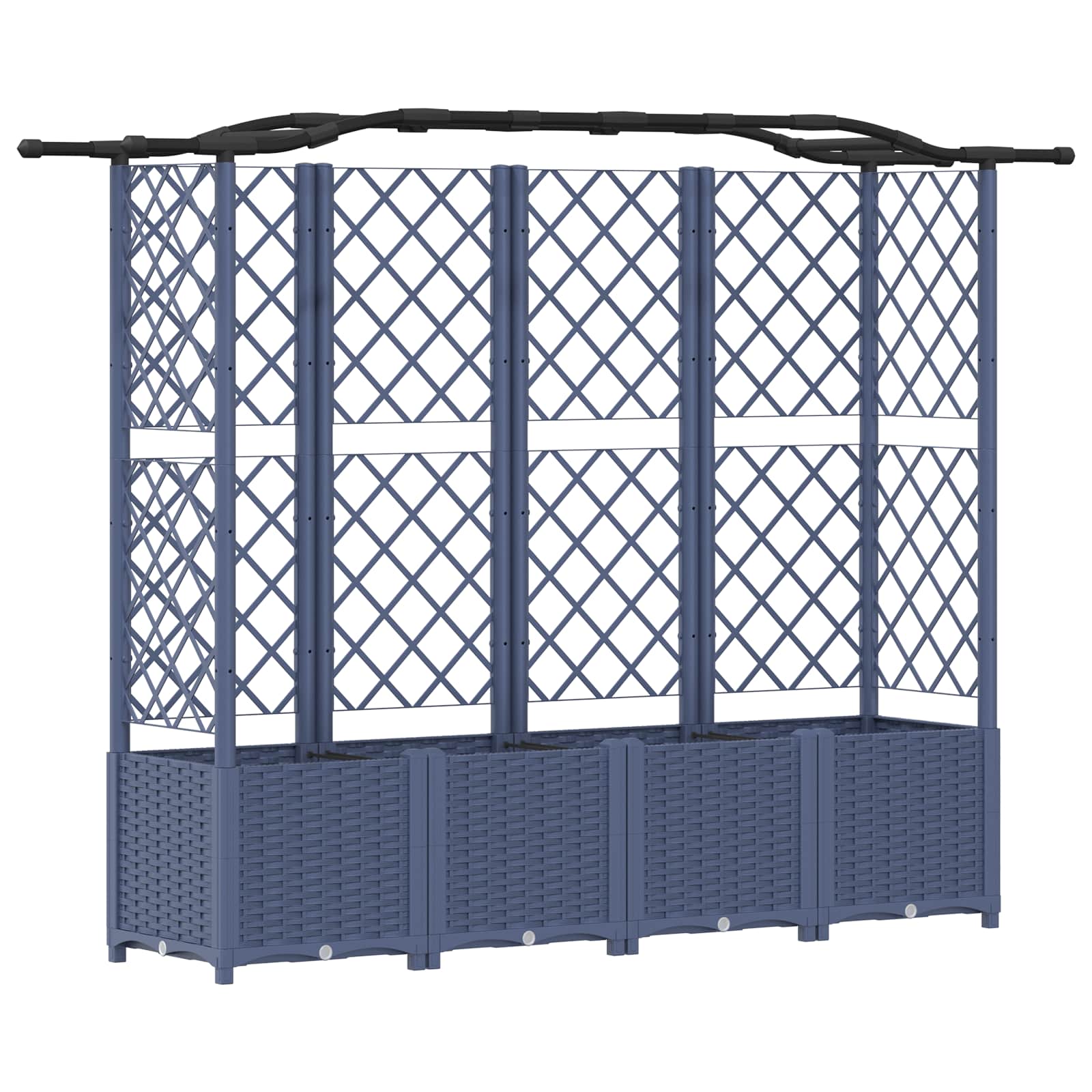 Cama elevada com treliça e telhado cinzento 204 x 40 x 138 cm