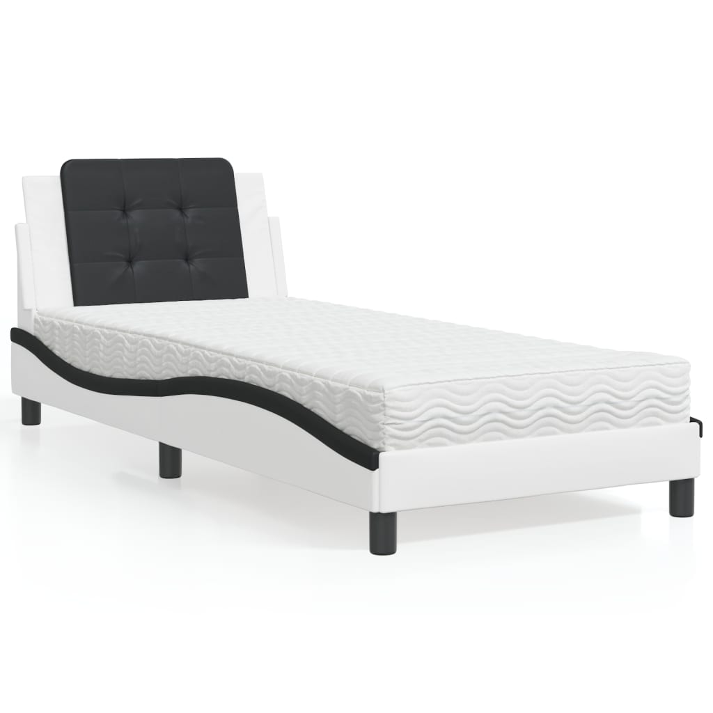 Estrutura de cama sem colchão zadar 80x200 cm couro artificial branco e preto