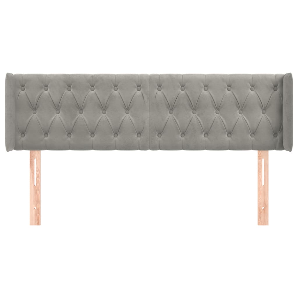 Cabeceira de cama c/ abas veludo 147x16x78/88 cm cinzento-claro