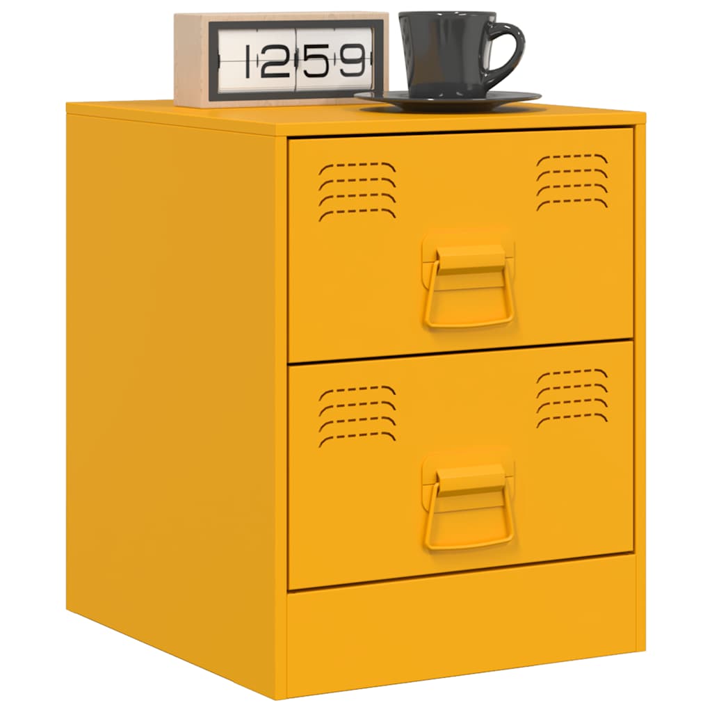 Mesas de cabeceira 2 pcs 34,5x39x44 cm aço amarelo