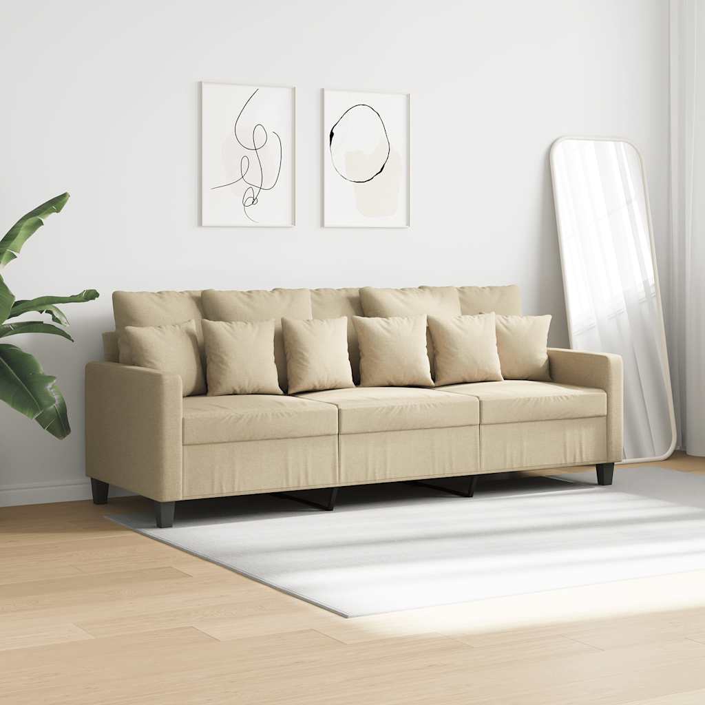 Sofá de 3 lugares tecido 180 cm cor creme
