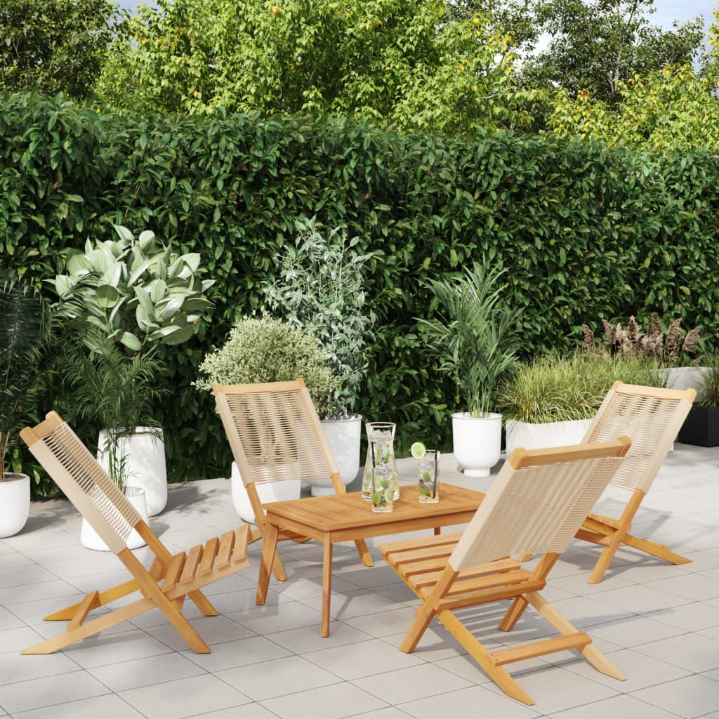 Cadeiras de jardim dobráveis 4pcs madeira de acácia maciça bege
