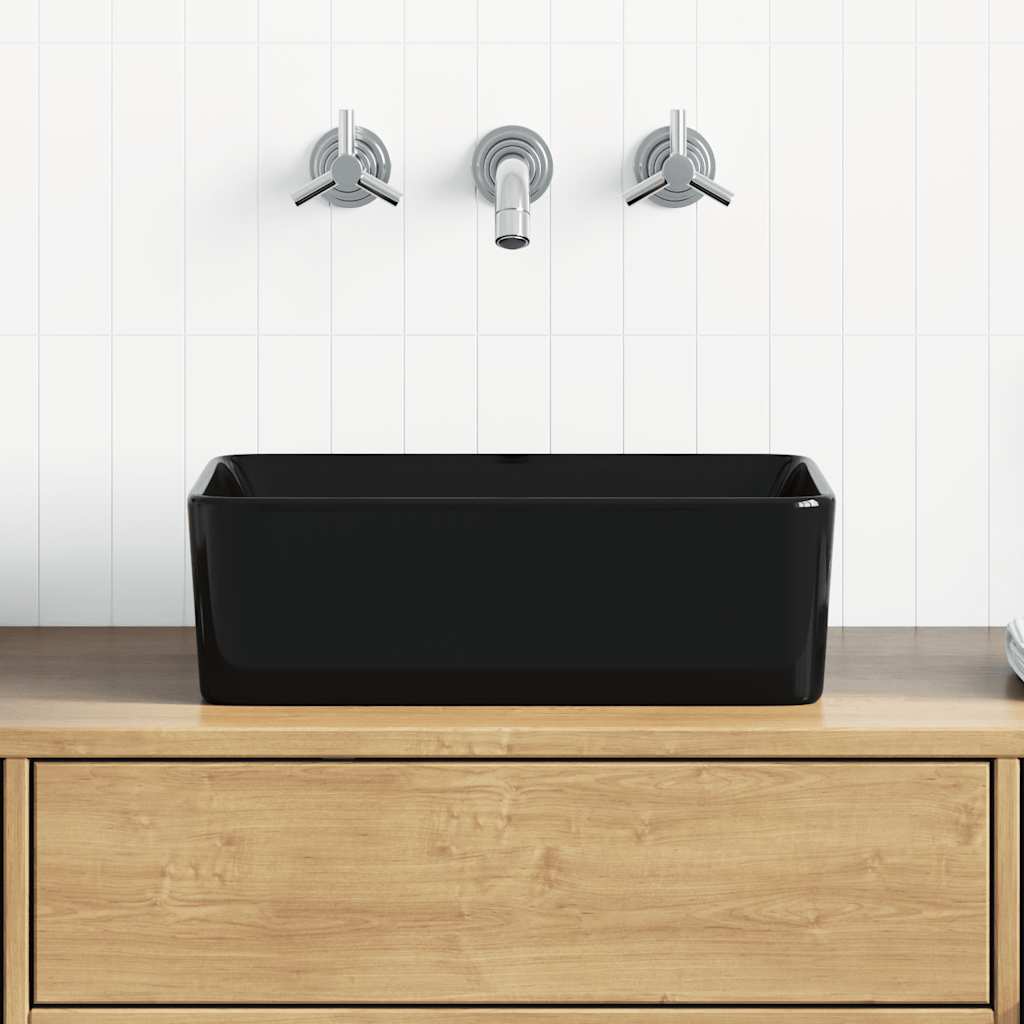 Lavatório 40x30x13 cm cerâmica preto
