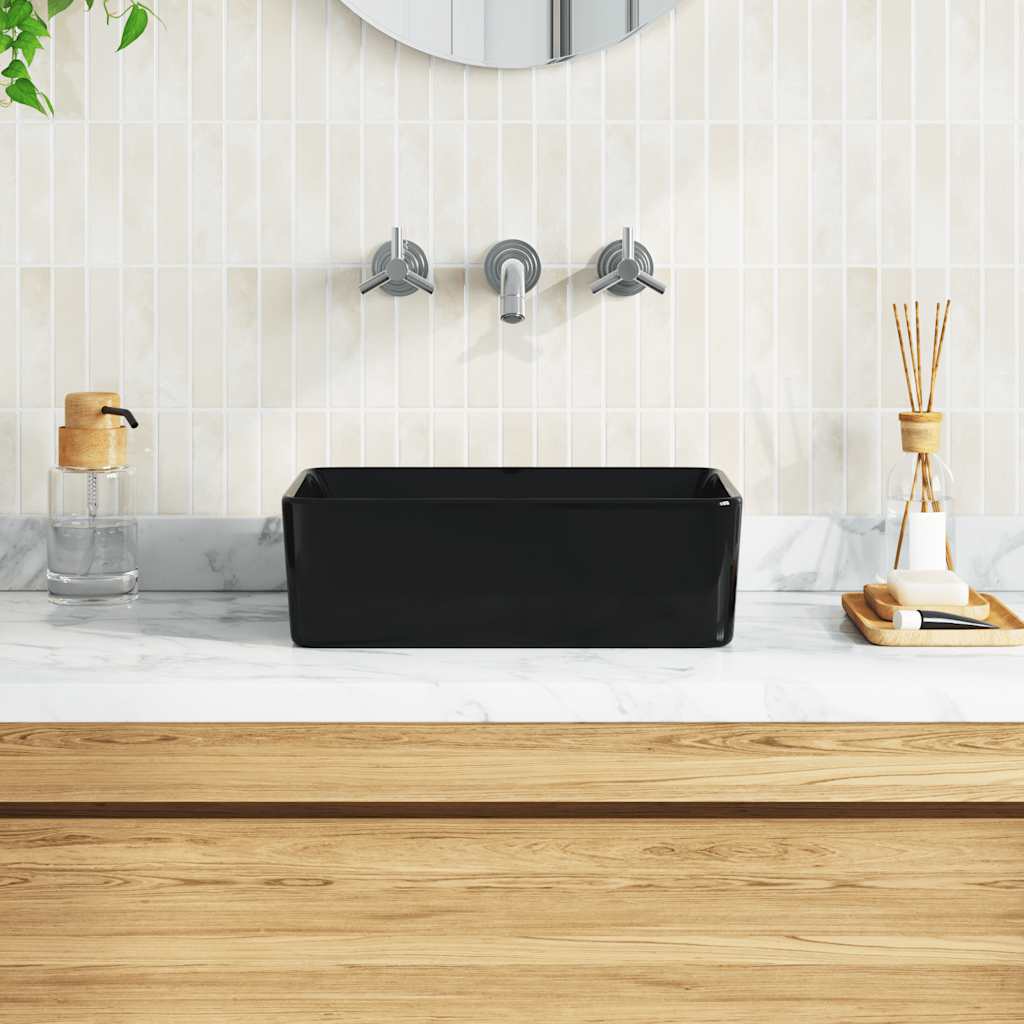 Lavatório 40x30x13 cm cerâmica preto