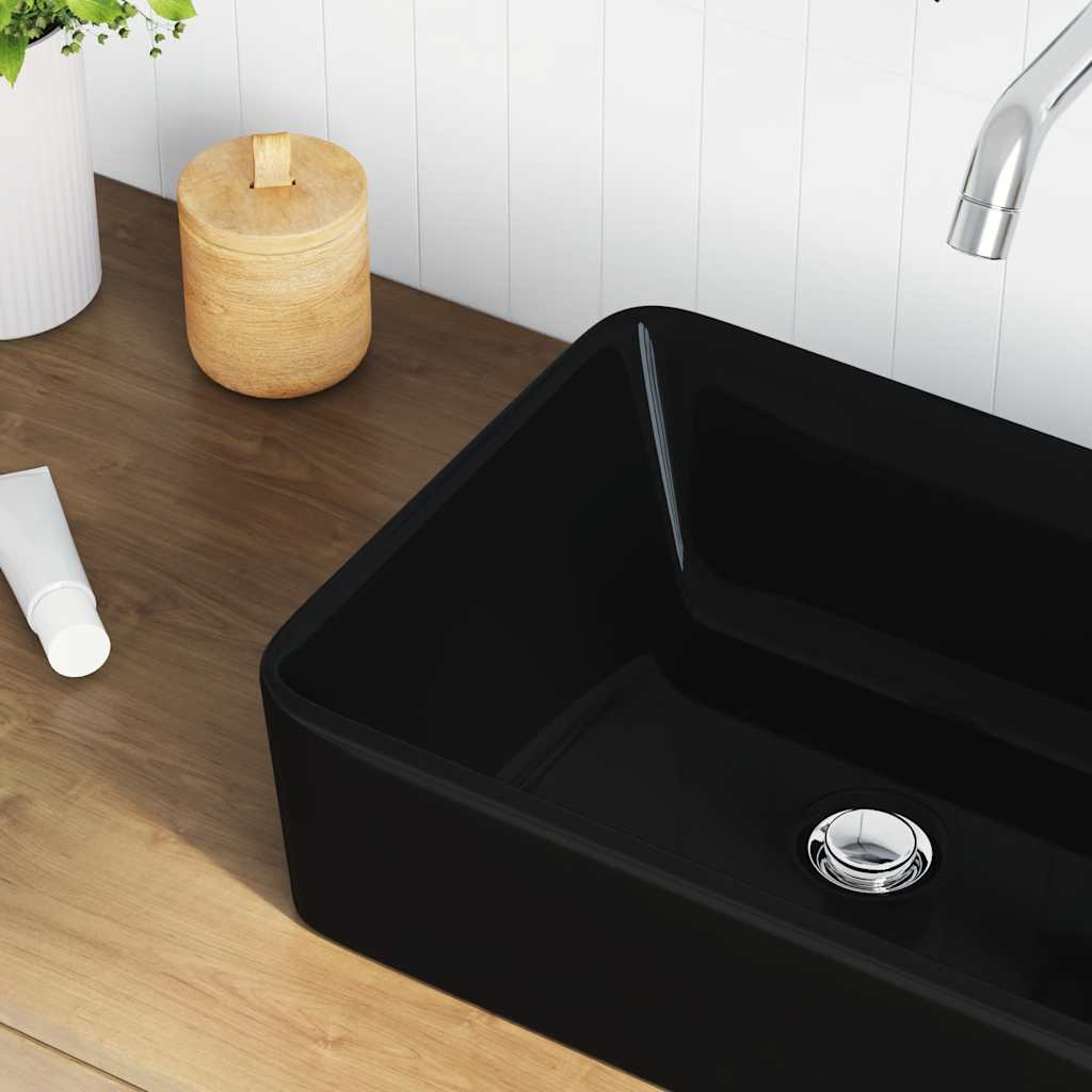 Lavatório 40x30x13 cm cerâmica preto
