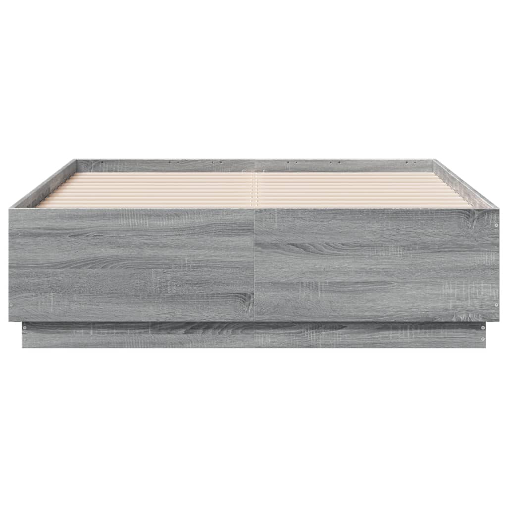 Estrutura cama 140x190 cm derivados de madeira cinzento sonoma