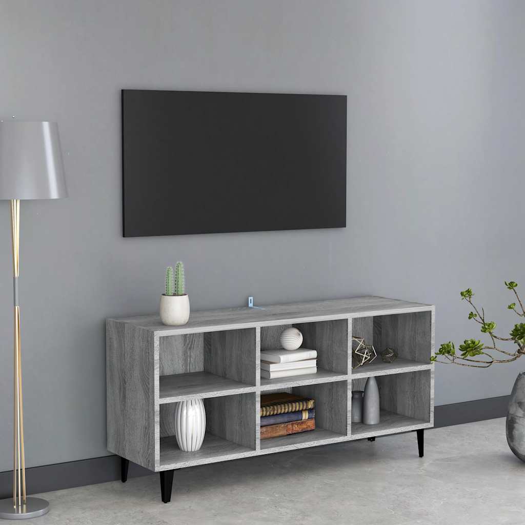 Móvel de TV com pernas em metal 103,5x30x50 cm sonoma cinzento