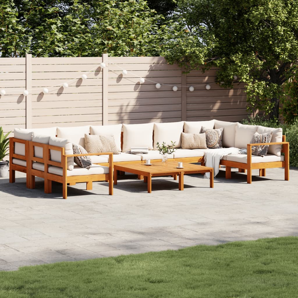 8 Pcs conjunto de sofás de jardim com almofadões acácia maciça