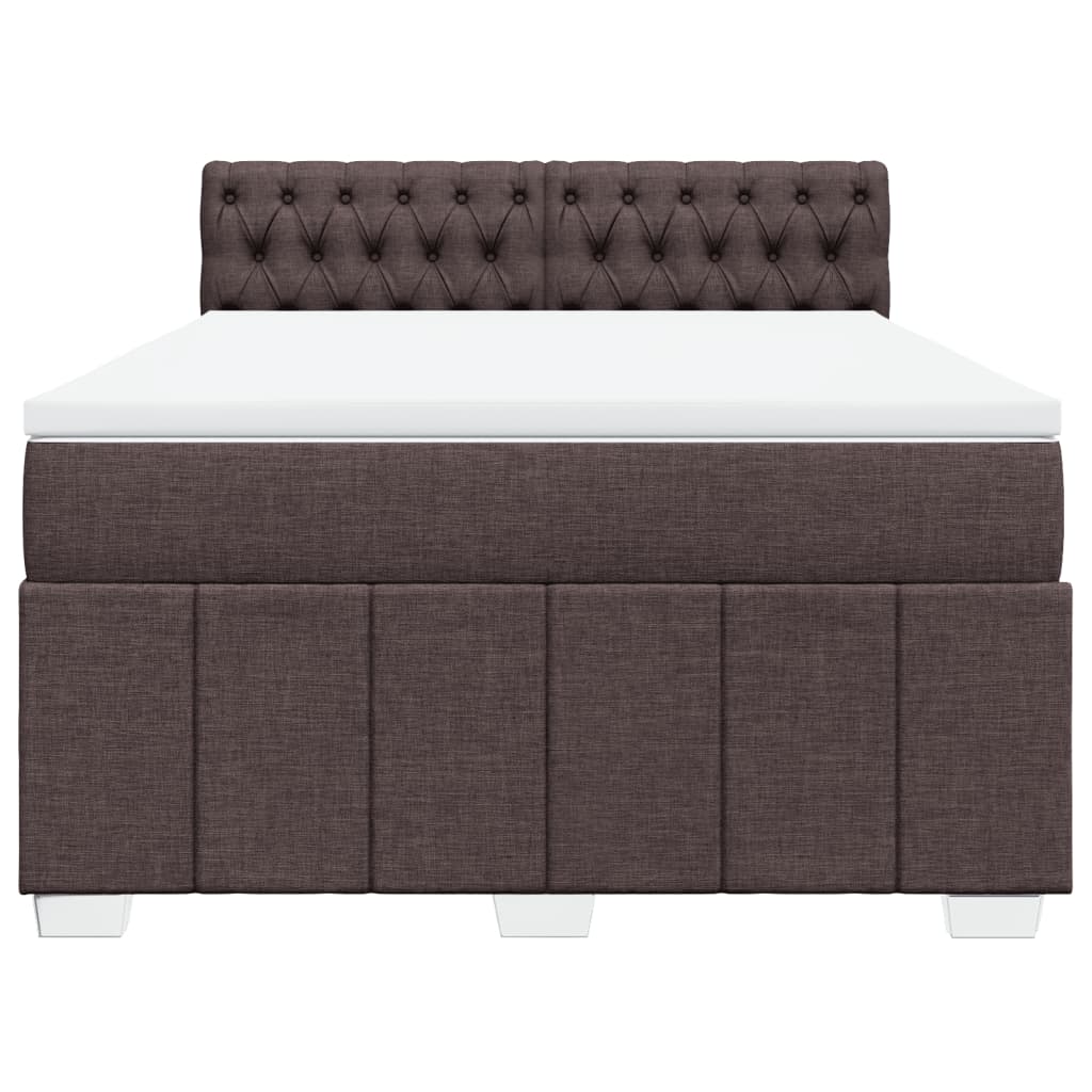 Cama com molas/colchão 160x200 cm tecido castanho-escuro
