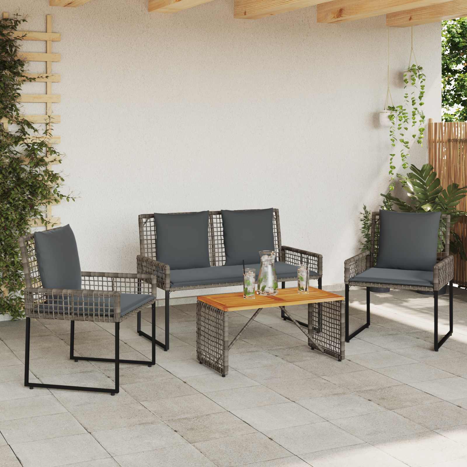 Conjunto de móveis para exterior com almofada aço