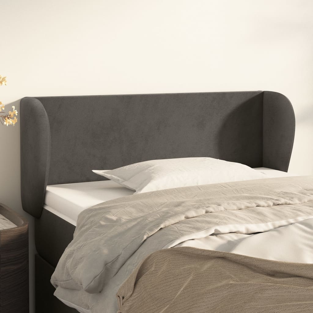 Cabeceira de cama c/ abas veludo 93x23x78/88 cm cinzento-escuro