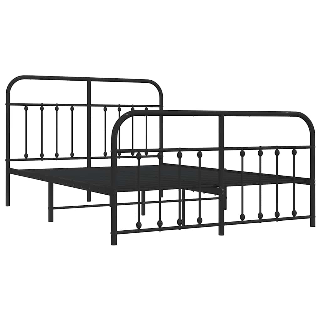 Estrutura de cama com cabeceira e pés 150x200 cm metal preto
