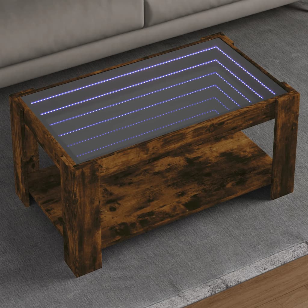 Mesa de centro c/ leds 90x50x40 cm madeira processada