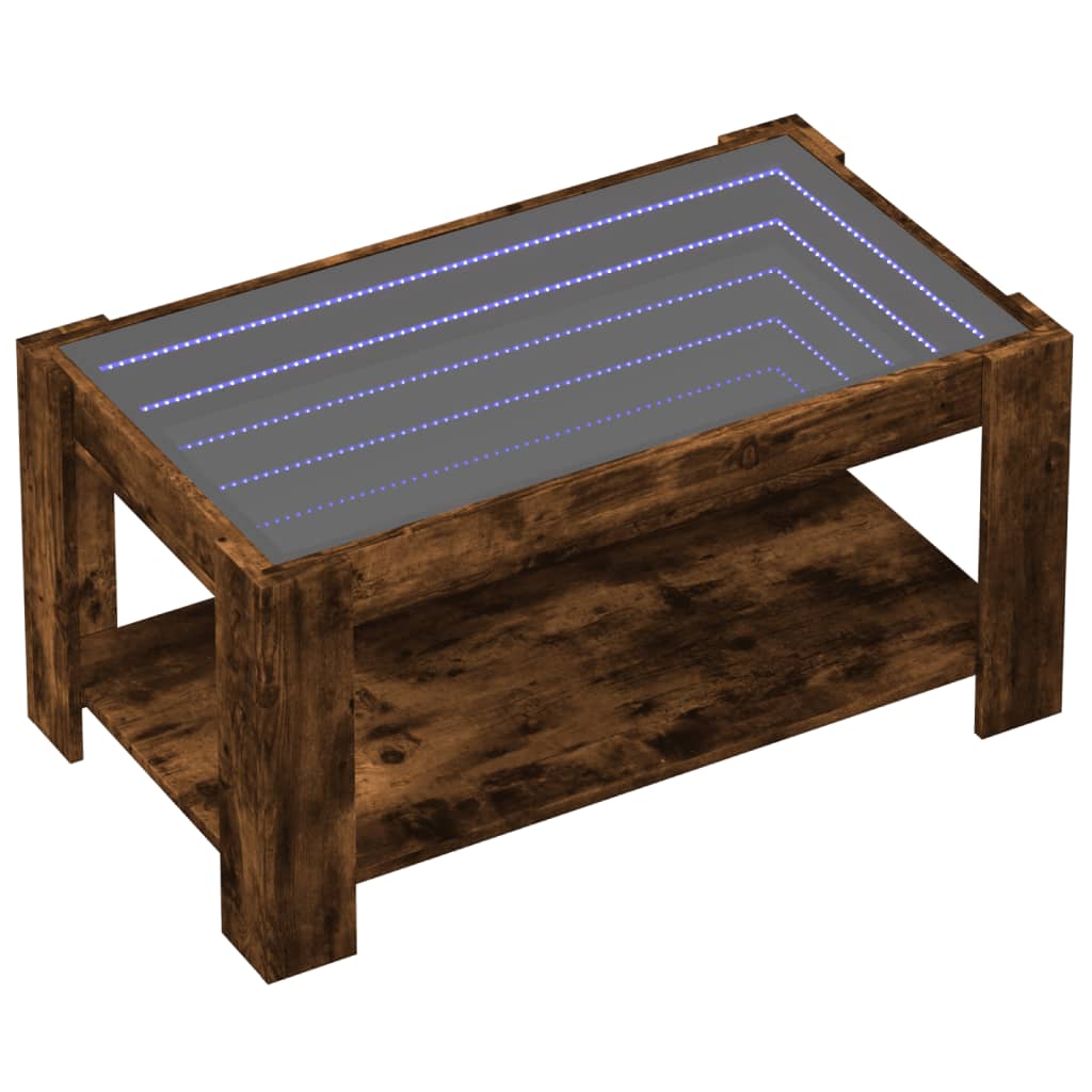 Mesa de centro c/ leds 90x50x40 cm madeira processada