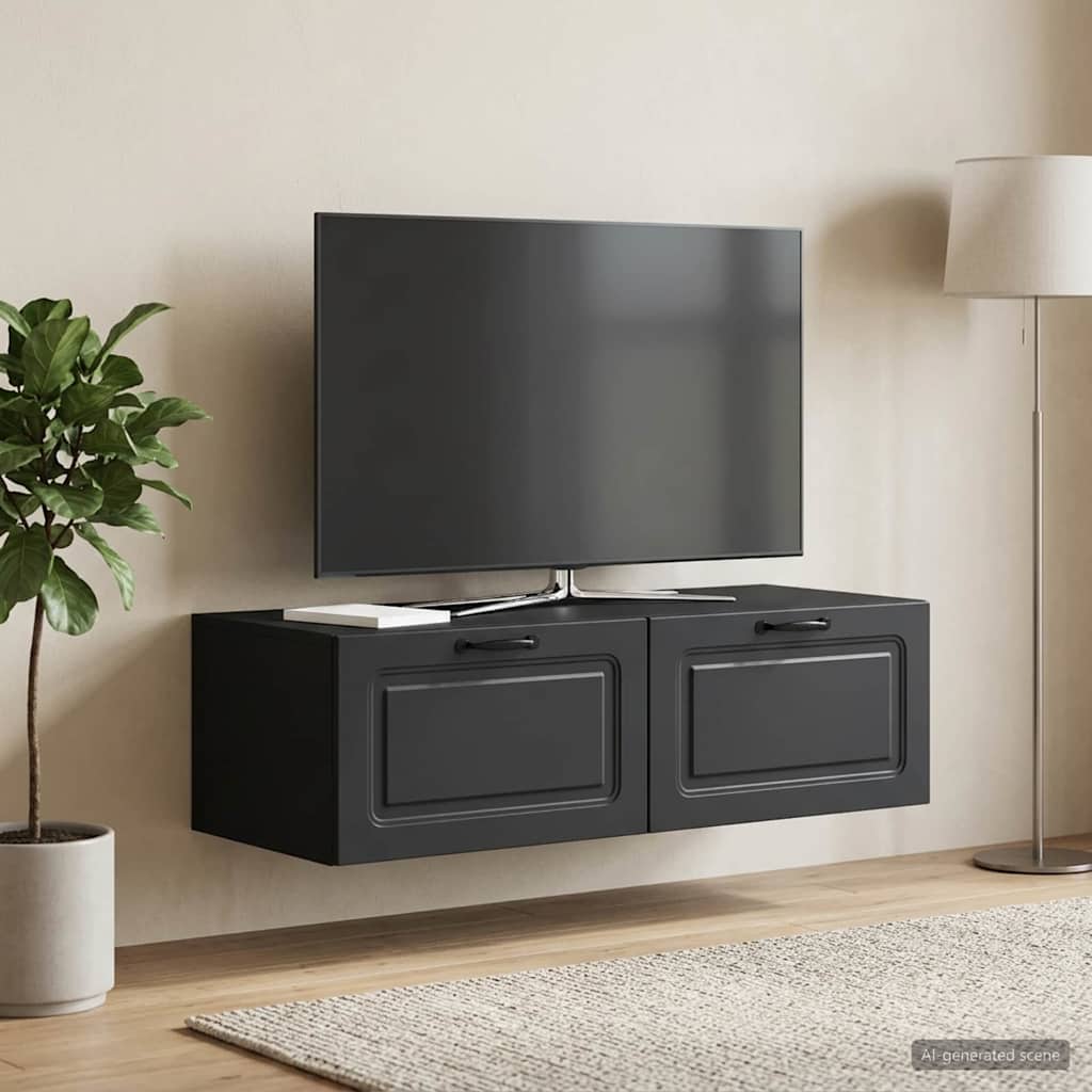 Gabinete de TV de parede preto 98 x 41 x 30 cm
