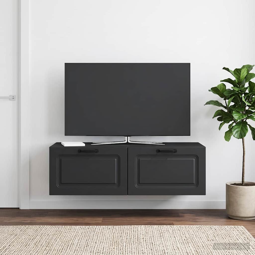 Gabinete de TV de parede preto 98 x 41 x 30 cm