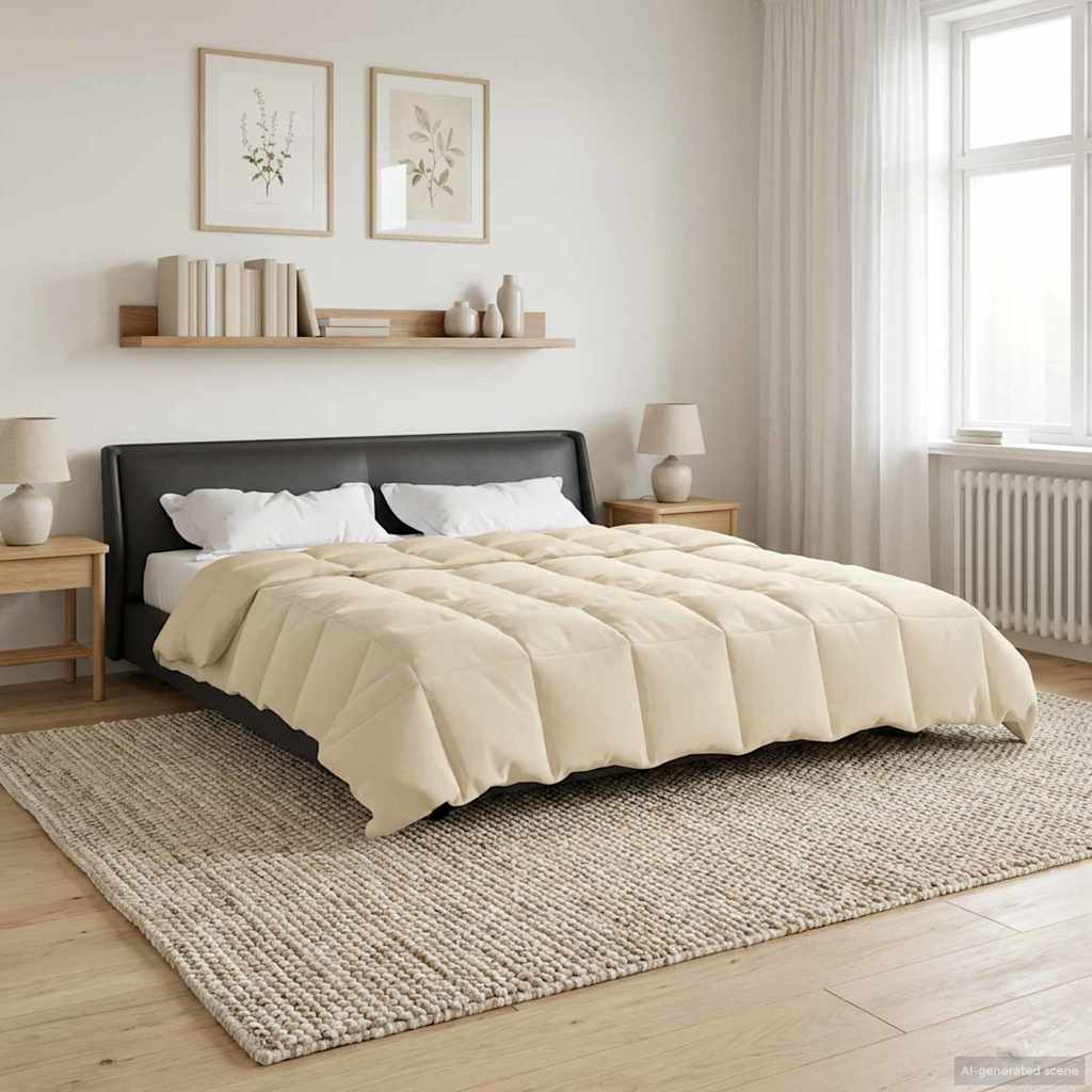 Duvet de ano inteiro colchonete creme 200 x 240 cm microfibra