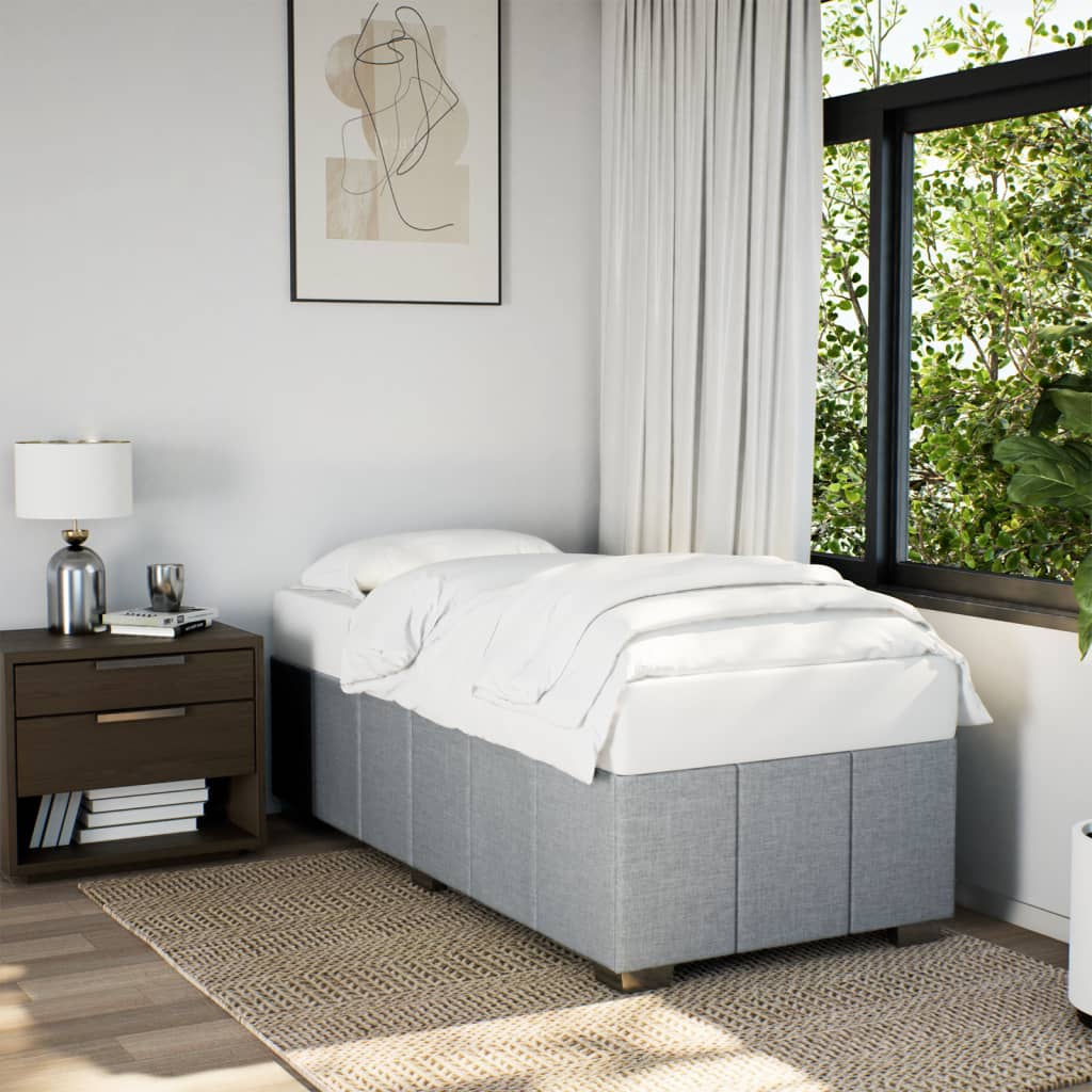 Estrutura de cama sem colchão 80x200 cm tecido cinzento-claro
